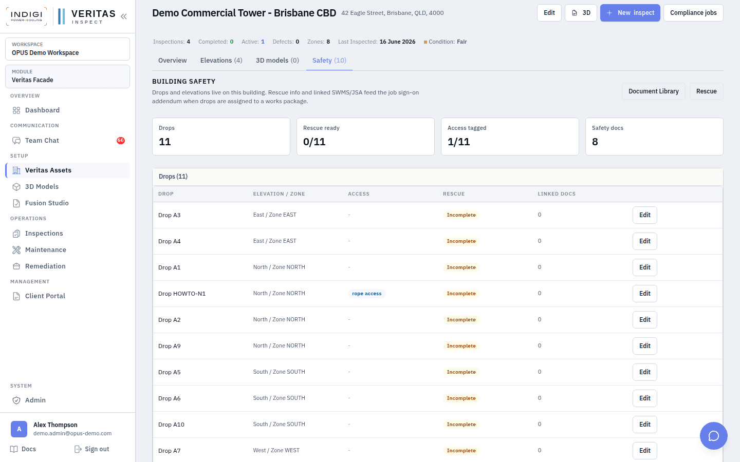 Building Safety tab with drops and documents